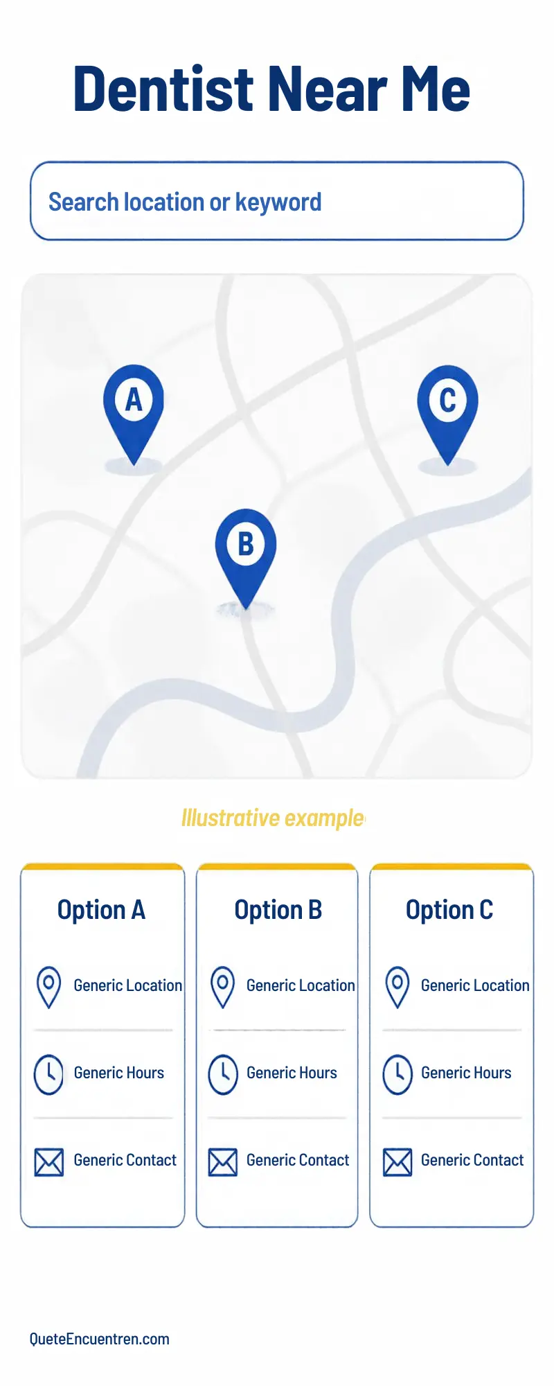 Google Maps for dentists showing illustrative local results for dentist near me